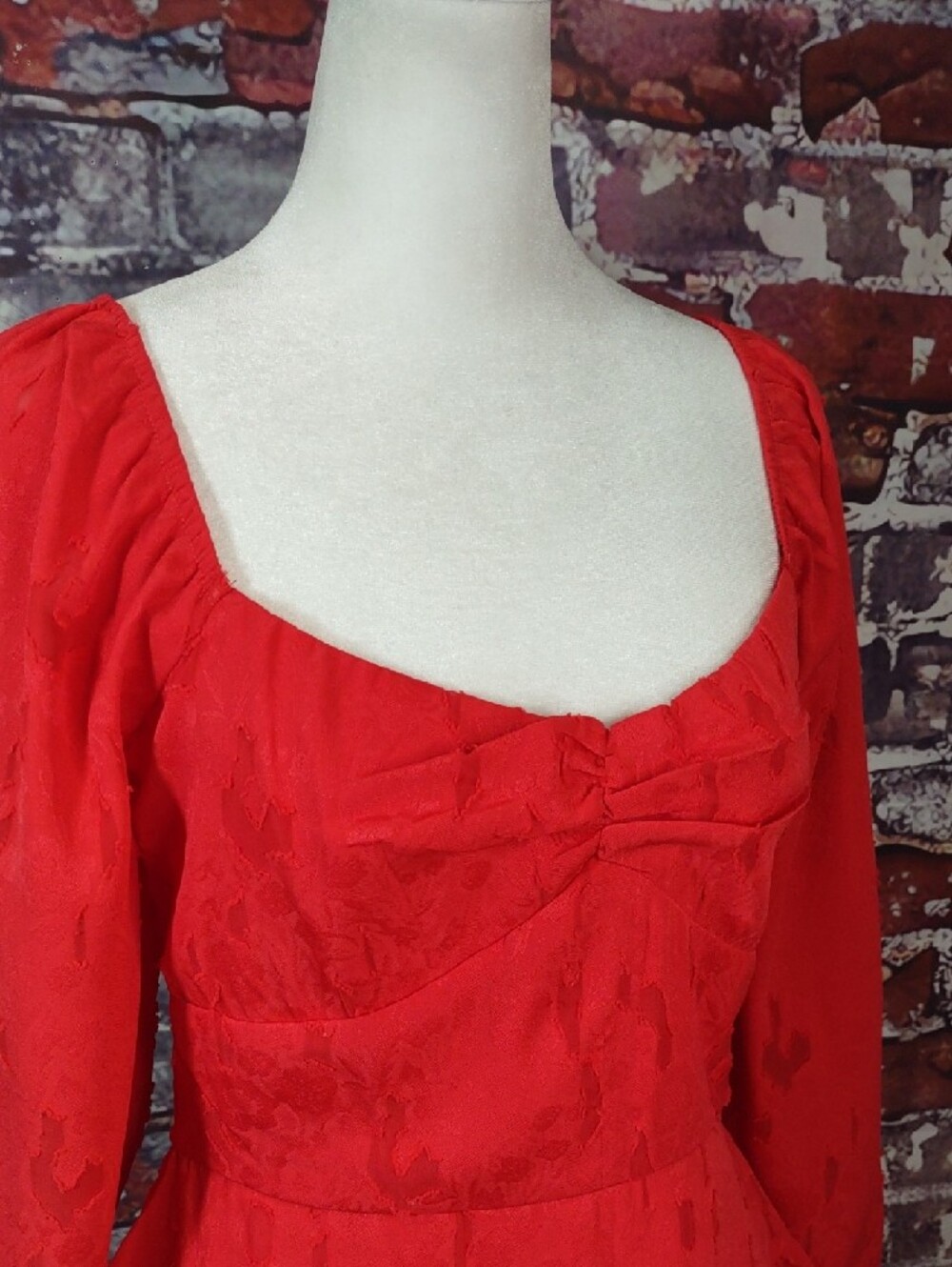 Francesca's Collections Red Long-Sleeve Ruffle Mini Dress - Picture 6 of 12